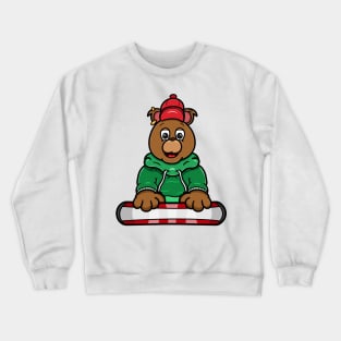 Bear Head Skating Cartoon Crewneck Sweatshirt